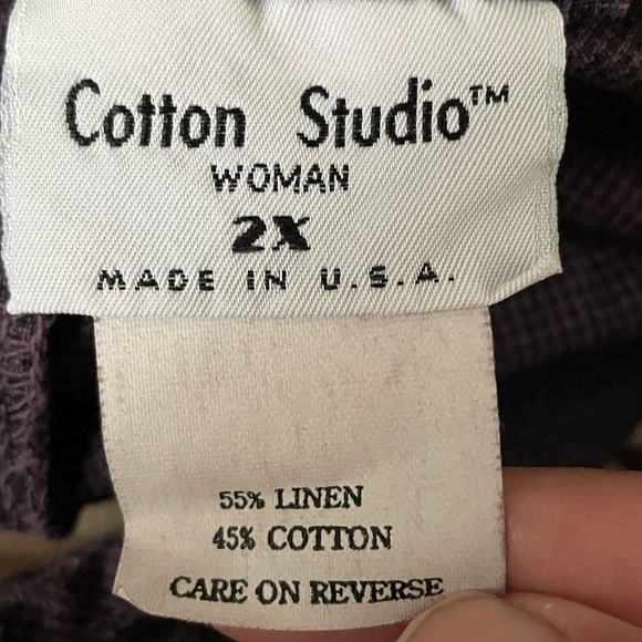 Cotton Studio Women 2X Linen Blend Gingham Check Purple Black Tank Midi Dress - Picture 3 of 7